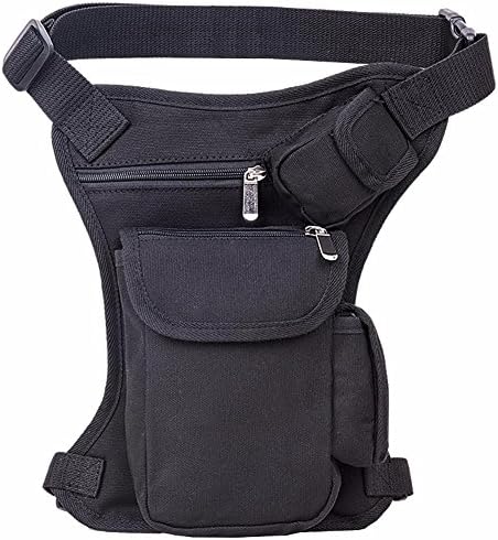 Outdoor peak Drop Waist Leg Bag Canvas Fanny Pack for Jogging Riding Hiking Black