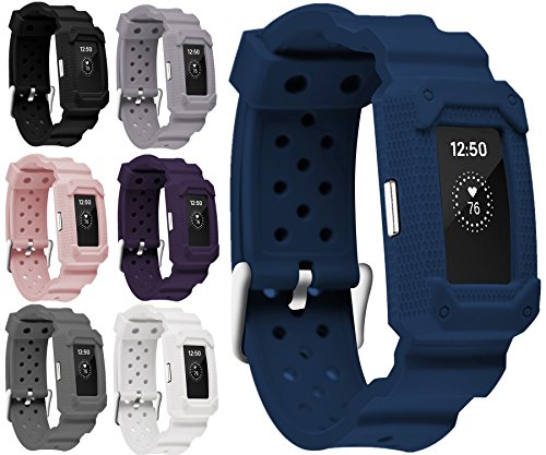 Greatfine Hülle, Charge2 Armband , Schutzhülle mit dem Sportarmband zubehör für Fitbit Charge 2 (Blue2)