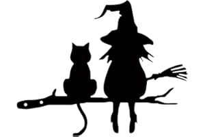 CMANLNYK Iron Witch Cat Garden Ornaments - Black Iron Witch & Cat Garden Stakes, Classic Outdoor Decorative Stakes for Home Garden Patio Lawn Backyard Halloween