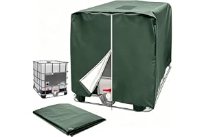 WDKXCN IBC Cover, 1000L Waterproof and Anti-UV IBC Tank Cover with Zipper, 120 x 100 x 116CM Heavy Duty Protective Water Tank