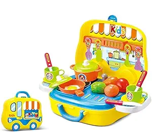 Toy Shopee Kids Pretend Kitchen Play Set Toy for Kids Food Vegetables Cooking Little Chef Set, Best Game Gift for Girls Boys Baby, Carry Case/Box Suitcase (26 Pcs Kitchen Set)