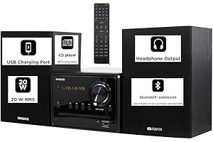 Aiwa MSBTU-300 UK Micro HiFi System, 20W RMS, with Bluetooth, CD, FM, USB and Remote control