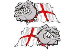 Sticar-It Ltd Mano Par de Bulldog Británico Cruz de San Jorge Inglés Bandera Inglaterra Vinilo para Coche Bicicleta Casco Pegatinas Pequeño 50mm Ancho Cada