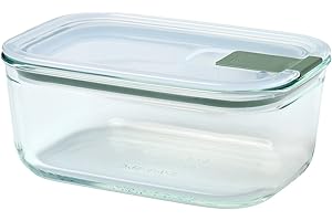Mepal Easyclip Szklane Pojemniki z Pokrywkami, Zamknięcie Zatrzaskowe, do Kuchenki Mikrofalowej, Parowaru, Piekarnika, Lodówki i Zamrażarki, Hermetyczne, 700 Ml, Szałwia Nordycka