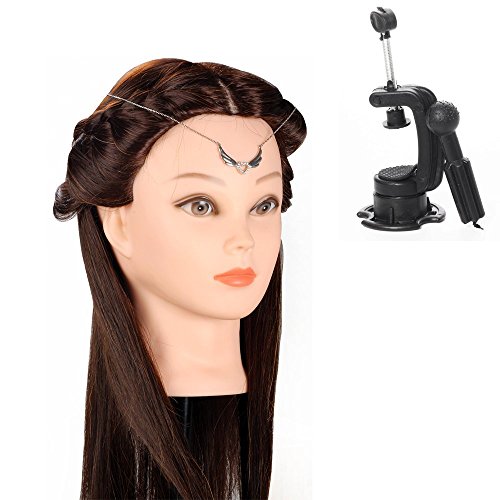 BEAUTY STAR® Professional 20" 40% Real Hair Hairdressing Equipment Styling Head Doll Mannequin Training Head Tools Braiding Cutting Student Practice Model with Clamp