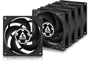 ‎ARCTIC ARCTIC P8 PWM PST (5 Stück) - 80 mm , Lüfter optimiert für statischen Druck, 200 bis 3000 U/min. via PWM PST geregelt, leiser und effizienter Motor - Schwarz