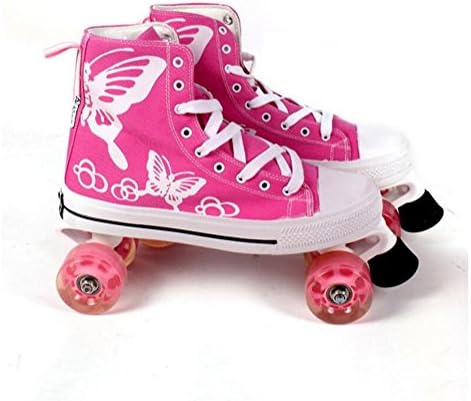 liubingxie Double row Canvas Ice skates Roller shoes Adult Roller skates For women and men, Pink, 40-41