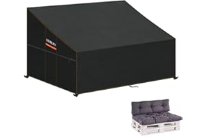 HEIMUNI Funda para Sofá de Palets Impermeable, Funda Sofá 2 Plazas Exterior Funda para Banco de Jardín, Funda Muebles Jardin Funda Protectora Sofá Exterior con Salidas de Aire 138x99x80/40cm