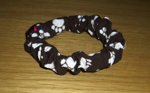 BROWN Paw Print Dog Scrunchie slip over collar bandana (S)
