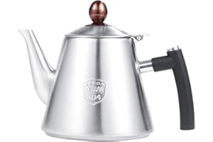 GARSENT 1,2L Théière à Thé, Théière en Acier Inoxydable Cafetière en Argent avec Poignée en Silicone Résistant à la Chaleur pour Cuisine, Cafétéria, Hôtel, Restaurant et Bureau.(mat)