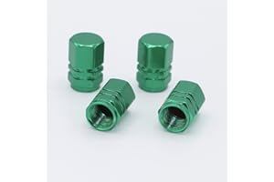 Skynotek – Pack 4 Tapas de válvula Schrader para automóvil, Moto, Bicicleta y Patinete eléctrico | Tapones Antipolvo de aleación de Aluminio para neúmaticos | Protección y Seguridad | Color Verde