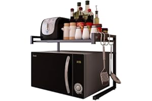 Vinteky Estante de Horno para Microondas, Estantería de Cocina, Ideal para Colgar Multifuncional Organizador Estantería Cocina, Negro