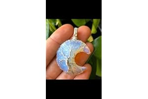 crystalmiracle Opalite Moon Stone Ciondolo Filo Avvolto Guarigione Benessere Energia positiva Regalo di moda Meditazione della pace Accessorio artigianale