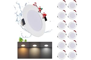 Grebeam 5W Spot LED Encastrable 220V, Lot de 12 Spot Salle de Bain, Blanc Chaud Blanc Neutre Blanc Froid 3000K/4000K/6500K, Spots LED extérieur 80mm, pour Cuisine Salon, Rond