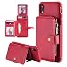 Produktbild Aearl iPhone XR Hülle,iPhone XR Leder Brieftasche mit Karte Halter,Apple iPhone XR Flip Folio Cover und Standfunktion Magnetverschluss Stoßfest Handyhülle,Rote Farbe