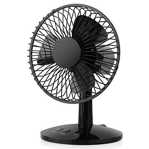 Amzdeal Mini Ventilator Betrieb mit Batterie oder per USB-Kabel vom Computer, tragbar für den Schreibtisch, 180°Drehbar, schwarz