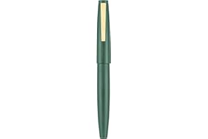 EROFA Jinhao 80 penna stilografica in fibra verde spazzolata, pennino ultra fine con convertitore e piccolo set di penne (clip dorata)