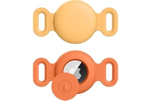 OUMIDA AirTag Cane & Gatti Collare per Apple, Porta Air Tag Animale Cover Protettiva GPS Tracking Finder Accessories Anti-perso Custodia Impermeabile (Giallo+arancione,Piccolo)