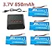 Price comparison product image Fytoo 4PCS 3.7V 850mAh 20C Lipo Battery and 5in1 Charger for Syma X5C X5C-1 X5A X5 X5SC X5SW H5C V931 CX30W CX30 RC Quadcopter Drone Battery Spare Parts