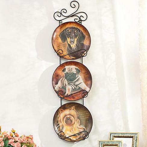 qwer American idyllic ceramic do old painting 3 coupling disc creative continental , Home Decorating process tray of dog