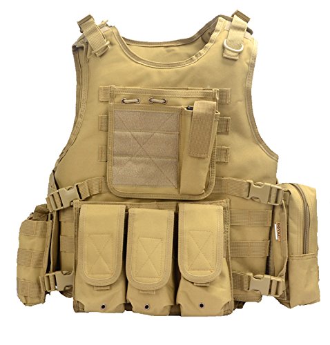 YAKEDA® Hinchas del ejército Chaleco táctico Swat CS Campo táctico del ejército del Chaleco del Chaleco al Aire Libre CS del Juego del Chaleco de Cosplay del Juego Counter Strike Vest-322 (Caqui)