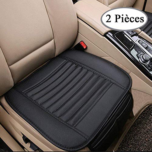 Big Ant Coussin Respirant de Siège de Voiture Coussin de Siège de Voiture Universel Housses de siège Coussin Tapis pour Voiture Auto Coussin de Siege en Cuir PU (2pcs, Noir)