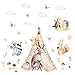 Produktbild 121 Wandtattoo Freunde im Tipi Zelt Bär Giraffe Igel Aquarell - in 6 Größen - Kinderzimmer Sticker Aufkleber Wanddeko Wandbild Junge Mädchen Baby - Größe 1250 x 700 mm