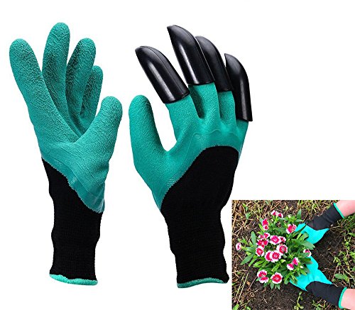 Gartenhandschuhe mit 4 Krallen für Graben & Pflanzen Pflanzen Thorn beständig, wasserfest Handschuhe (1 Paar)