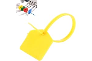 TOMOTATO Sellos de Seguridad de Plástico, 100 Uds Sellos Antimanipulación Numerados con Cremallera, Etiquetas de Seguridad, Corbata de Señalización Autoblocante Desechable(Amarillo)