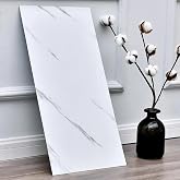 UKAB DECOR لوحة رخامية بيضاء مرنة فاخرة ذاتية اللصق مقاس 60x30 سم حمام مرحاض مطبخ p016 أبيض 30 x 60