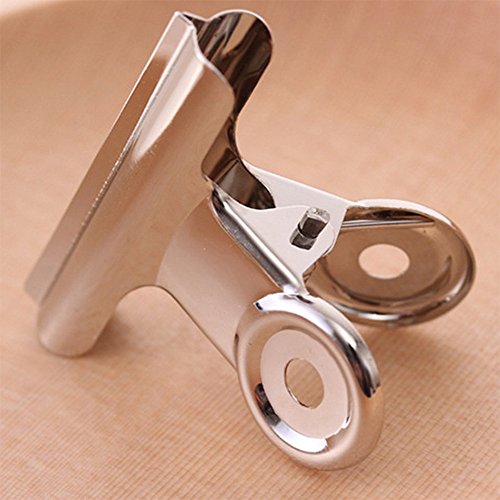 CAOLATOR Metall Edelstahl Beutelklammer Brief-Klemmer Datei-Clip 63mm XL 3 Stück - 4