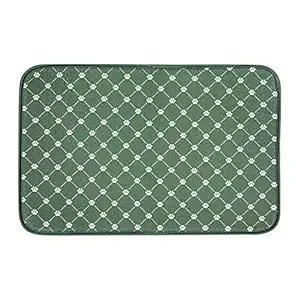 Bone Dry Machine Washable, Ultra Absorbent Pet Mat, 12x18, Hunter Green Trellis Print