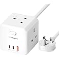 GlobaLink Cube Extension Lead, Gan 65W Power Strip with 3 AC, 2 USB C, 1 USB A Slots, 6 in 1 Desktop Power Extension Socket with 1.5M Extension Cords for MacBook iPad iPhone Home Office Travel