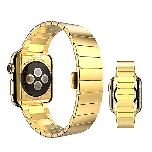 38 mm Apple Watch Edelstahl Butterfly Verschluss Classic Armband Luxus Uhrenband Strap Genius Stainless Steel Basic / Sport / Edition - Inkl. Schnalle - in Gold von OKCS 38 mm Apple Watch Edelstahl Butterfly Verschluss Classic Armband Luxus Uhrenband Strap Genius Stainless Steel Basic / Sport / Edition - Inkl. Schnalle - in Gold von OKCS