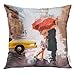 Produktbild Cupsbags Throw Pillow Cover Colorful Abstract Oil Painting Dating Couple Watercolor Umbrella Decorative Pillow Case Home Decor Square 18x18 Inches Pillowcase