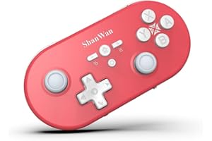 ShanWan Controller di Gioco Wireless Compatibile con PC/iOS/Android/Switch/PS, Controllo del Movimento del Giroscopio, Feedback Vibrazione, Controller di Gioco Bluetooth (Rosso)