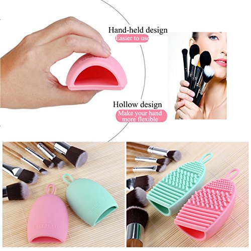 RUIMIO Pinsel Reinigung Aufhänger Pinselreiniger Silikon Pink/Mintgrün - 5