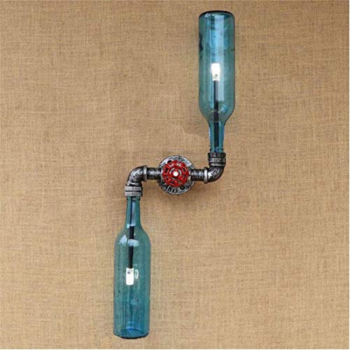 Industrielle antike Wandleuchte Eisen Regale Flasche Wasserflaschen Wandleuchten Blau Wohnzimmer Schlafzimmer Korridor Treppe Wandleuchte [Energieklasse A +++]