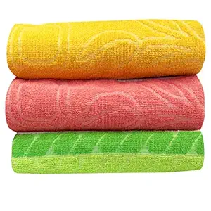 POOJA COTTON Cotton Bath Towel (Set of 3, Multicolour)