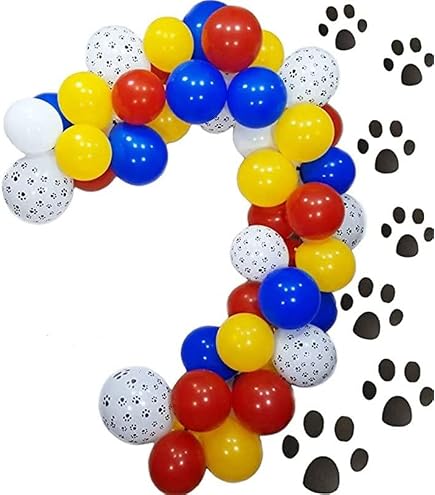 Set De Décoration Ballons Garland Paws Chien - Rouge Et Bleu Avec Ballons Os Et Étoiles - Pour Anniversaire, Baby Shower Et Fêtes Thématiques