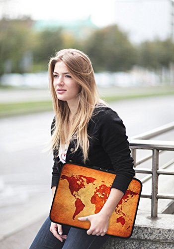 PEDEA Design Schutzh  lle Notebook Tasche bis 15 6 Zoll  39 6cm  mit Mauspad und schnurloser Maus  Brown Global Map