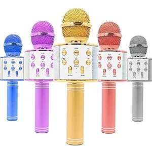 Refulgix Handheld Wireless Singing Mike Multi-Function Bluetooth Karaoke Mic with Microphone Speaker for All Smart Phones (Assorted)