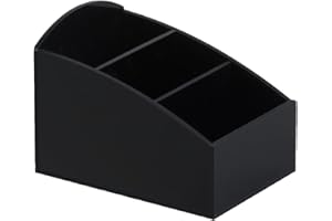 Amazleer Organiseur de sachets de thé avec 3 sections divisées - Organiseur de sachets de café et de sucre pour comptoir - Support en acrylique pour sachets de café, sel et sucre (noir)