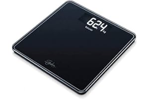 Beurer GS 400 Signature Line, Pèse-personne en verre, écran XXL éclairé pour une meilleure lisibilité, capacité de charge 200 kg, Noir