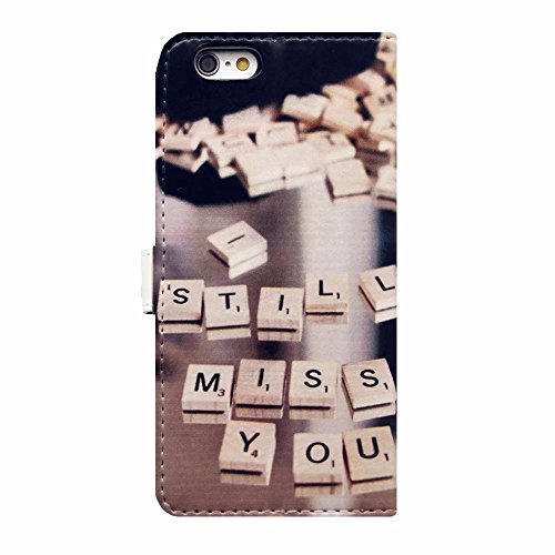 MUTOUREN iPhone SE 5 5S Brieftasche Flip Case Cover – PU Leder Bookstyle Klapphülle Wallet Case für iPhone SE 5 5S Portemonnaie Hülle Schutz Ultra Dünn Handy Tasche Geldboerse Schutzhülle – Ich Vermisse Dich Immer Noch + Metall Stylus Pen - 4