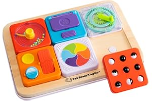 Fat Brain Toys PlayTab Essential Set, magnetisches Sensorik-Board, Motorikspielzeug für Kleinkinder, Texturen, Zahnräder, pädagogisches Spiel ab 12 Monaten