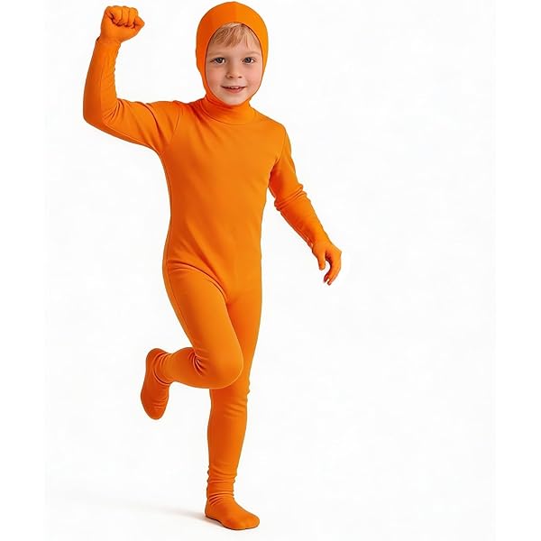 POIUIYQA Disfraz de Lorax y Slenderman para Adultos Traje Unisex Naranja de Cuerpo Entero Carnaval