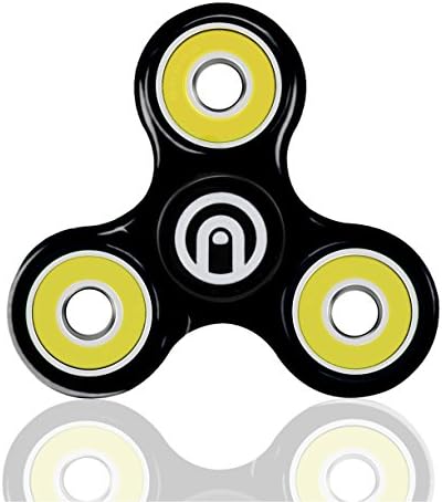 SPIN ME UP - Fidget Spinner - Black Ceramic Bearings - Best Stress Reducer Relieves ADHD Anxiety and Boredom - Helps Focusing Fidget Toys for Kids & Adults - 9 Colors Available (Black - Yellow)