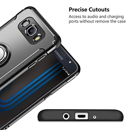 HÃ¼lle fÃ¼r Samsung Galaxy J7 2016 (5,5 Zoll) 360 Grad Drehbar Ringhalter mit Magnetischer Handyhalter Auto HandyhÃ¼lle (Schwarz)