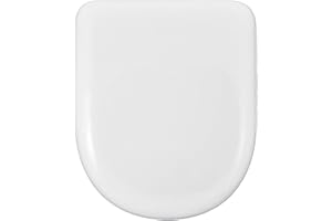 ESTOLI ABATTANT WC COMPATIBLE | FORME D-U | LUNETTE TOILETTE | CHARNIÈRE INOX RÉGLABLE ET DECLIPSABLE | FACILE INSTALATION ET NETTOYAGE | TRÈS RÉSISTANT | 43 x 36 x 5 cm (BLANC)